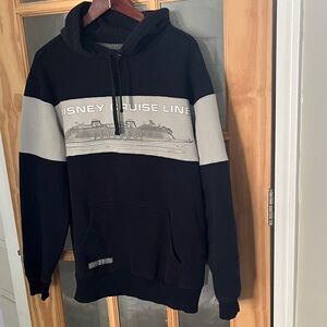 Disney Cruise Line Ship Color Block Navy Blue, Gray Hoodie Sweatshirt Sz Large